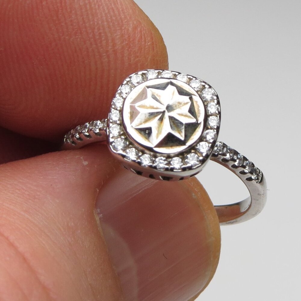 *925 Sterling Silver Diamond Band Engagement Ring
